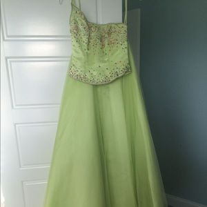 Girls one-shoulder pageant dress